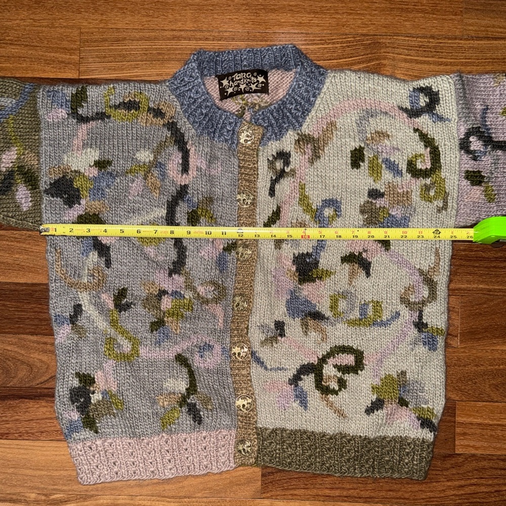 Tara Handknits Floral Cardigan Sweater | Hand Knit | Multicolor - Picture 11 of 14